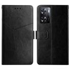 For OnePlus Nord N300 HT01 Y-shaped Pattern Flip Leather Phone Case(Black) - 1
