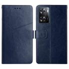 For OnePlus Nord N300 HT01 Y-shaped Pattern Flip Leather Phone Case(Blue) - 1