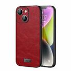 For iPhone 14 SULADA Shockproof TPU + Handmade Leather Phone Case(Red) - 1