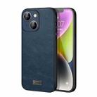 For iPhone 14 SULADA Shockproof TPU + Handmade Leather Phone Case(Blue) - 1