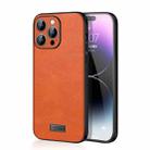 For iPhone 14 Pro SULADA Shockproof TPU + Handmade Leather Phone Case(Orange) - 1