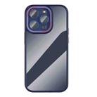 For iPhone 14 Plus Ming Shield Series High Transparent Solid Color Phone Case(Dark Blue) - 1