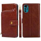 For Motorola Moto E32 India/E22s 4G Global Zipper Bag Leather Phone Case(Brown) - 1