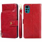 For Motorola Moto E32 India/E22s 4G Global Zipper Bag Leather Phone Case(Red) - 1