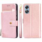 For OPPO A17 Zipper Bag Leather Phone Case(Rose Gold) - 1