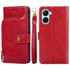 For Realme C33 4G Zipper Bag Leather Phone Case(Red) - 1