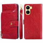 For vivo Y16 4G/Y02s 4G Zipper Bag Leather Phone Case(Red) - 1