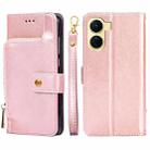 For vivo Y16 4G/Y02s 4G Zipper Bag Leather Phone Case(Rose Gold) - 1