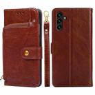 For Samsung Galaxy A04s Zipper Bag Leather Phone Case(Brown) - 1