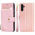 For Samsung Galaxy A04s Zipper Bag Leather Phone Case(Rose Gold) - 1