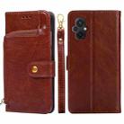 For Xiaomi Poco M5 4G Zipper Bag Leather Phone Case(Brown) - 1