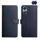 For OPPO A17 Genuine Leather Fingerprint-proof Flip Phone Case(Blue) - 1