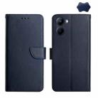 For Realme 10 4G Genuine Leather Fingerprint-proof Flip Phone Case(Blue) - 1