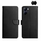 For Realme 10 4G Genuine Leather Fingerprint-proof Flip Phone Case(Black) - 1