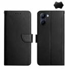 For Realme 10 5G Genuine Leather Fingerprint-proof Flip Phone Case(Black) - 1