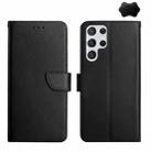 For Samsung Galaxy S23 Ultra 5G Genuine Leather Fingerprint-proof Flip Phone Case(Black) - 1