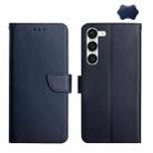 For Samsung Galaxy S23 5G Genuine Leather Fingerprint-proof Flip Phone Case(Blue) - 1