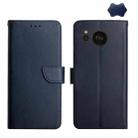 For Sharp Aquos Sense7 SH-V48 Genuine Leather Fingerprint-proof Flip Phone Case(Blue) - 1