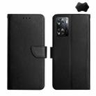 For OnePlus Nord N300 Genuine Leather Fingerprint-proof Flip Phone Case(Black) - 1