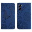 For Realme 10 4G HT03 Skin Feel Butterfly Embossed Flip Leather Phone Case(Blue) - 1