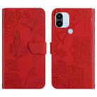 For Xiaomi Redmi A1+ HT03 Skin Feel Butterfly Embossed Flip Leather Phone Case(Red) - 1