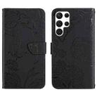 For Samsung Galaxy S23 Ultra 5G HT03 Skin Feel Butterfly Embossed Flip Leather Phone Case(Black) - 1