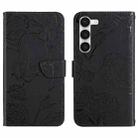 For Samsung Galaxy S23 5G HT03 Skin Feel Butterfly Embossed Flip Leather Phone Case(Black) - 1