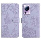 For Xiaomi 12 Lite NE HT03 Skin Feel Butterfly Embossed Flip Leather Phone Case(Purple) - 1