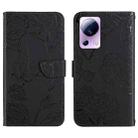 For Xiaomi 12 Lite NE HT03 Skin Feel Butterfly Embossed Flip Leather Phone Case(Black) - 1