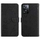 For OnePlus Nord N300 HT03 Skin Feel Butterfly Embossed Flip Leather Phone Case(Black) - 1