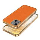 For iPhone 14 SULADA Shockproof TPU + Handmade Leather Phone Case(Orange) - 1