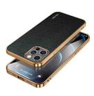 For iPhone 14 Pro SULADA Shockproof TPU + Handmade Leather Phone Case(Black) - 1