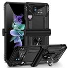 For Samsung Galaxy Z Flip4 Shockproof TPU + PC Protective Phone Case with 360 Degree Rotating Holder(Black) - 1