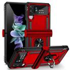 For Samsung Galaxy Z Flip4 Shockproof TPU + PC Protective Phone Case with 360 Degree Rotating Holder(Red) - 1