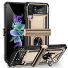 For Samsung Galaxy Z Flip4 Shockproof TPU + PC Protective Phone Case with 360 Degree Rotating Holder(Gold) - 1