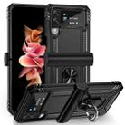 For Samsung Galaxy Z Flip3 5G Shockproof TPU + PC Protective Phone Case with 360 Degree Rotating Holder(Black) - 1