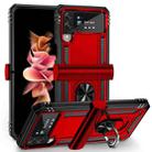 For Samsung Galaxy Z Flip3 5G Shockproof TPU + PC Protective Phone Case with 360 Degree Rotating Holder(Red) - 1