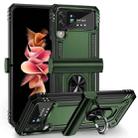 For Samsung Galaxy Z Flip3 5G Shockproof TPU + PC Protective Phone Case with 360 Degree Rotating Holder(Green) - 1
