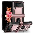 For Samsung Galaxy Z Flip3 5G Shockproof TPU + PC Protective Phone Case with 360 Degree Rotating Holder(Rose Gold) - 1