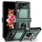 For Samsung Galaxy Z Flip3 5G Shockproof TPU + PC Protective Phone Case with 360 Degree Rotating Holder(Dark Green) - 1