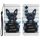 For OPPO A17 Colored Drawing Leather Phone Case(Black Dog) - 1