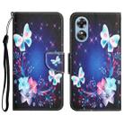 For OPPO A17 Colored Drawing Leather Phone Case(Butterfly) - 1