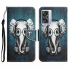 For OPPO A57 2022 Colored Drawing Leather Phone Case(Earphone Elephant) - 1
