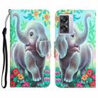 For OPPO A57 2022 Colored Drawing Leather Phone Case(Elephant) - 1