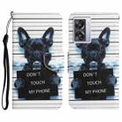 For OPPO A57 2022 Colored Drawing Leather Phone Case(Black Dog) - 1