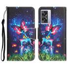 For OPPO A57 2022 Colored Drawing Leather Phone Case(Bottle Butterfly) - 1