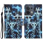 For OPPO Reno8 Colored Drawing Leather Phone Case(Giraffes) - 1
