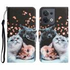 For OPPO Reno8 Colored Drawing Leather Phone Case(3 Cats) - 1