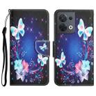 For OPPO Reno8 Colored Drawing Leather Phone Case(Butterfly) - 1