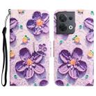 For OPPO Reno8 Colored Drawing Leather Phone Case(Purple Flower) - 1